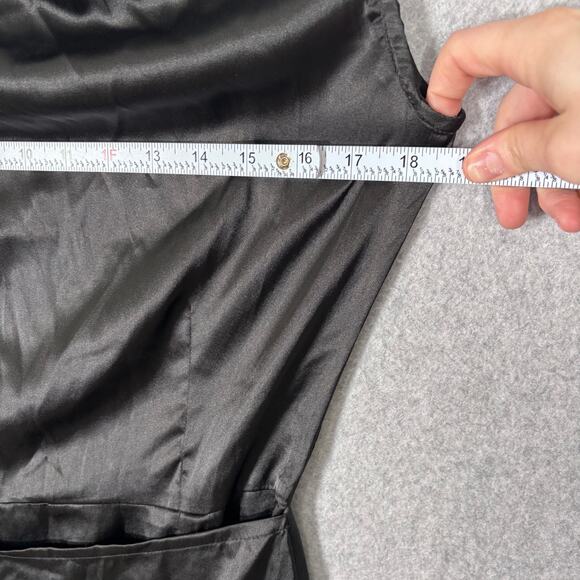 Satin‎ Mini Dress Small Wrap Waist Tie Asymmetric Moto Silky Coquette Whimsygoth - Picture 6 of 13